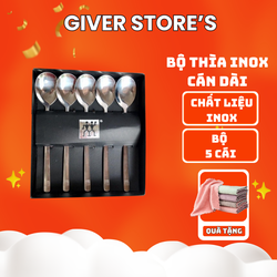 Set 5 Thìa Inox Zwiling Hàng Nội Địa Đức Sang Trọng Tặng Kèm Khăn Lau