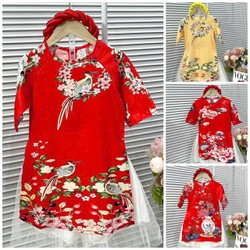 Áo Dài Trẻ Em #Bộ Áo Dài Gấm Lụa 3D cho bé (kèm cài) # Thời Trang Trẻ Em