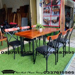 Bộ bàn ghế ăn gia đình gỗ xà cừ dày 5cm