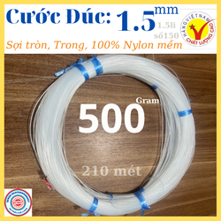 Dây cước thả diều 1.5mm sợi tròn trắng trong chịu lực tốt cuộn 500gram