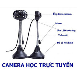 Webcam 4 đèn Rõ Nét Có Micro Chân Cao Học Online, Livestream Cho Máy Tính Bàn Và Laptop