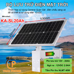 Bộ Pin Lưu Điện Năng Lượng Mặt Trời 40W-20ah - Pin Lưu Điện Chạy Camera- Năng Lượng Mặt Trời Thích Hợp Sử Dụng Camera Quan Sát, Đèn Chiếu Sáng Và Tất Cả Thiết Bị Sử Dụng Điện 12VDC Hoạt Động Liên Tục Trong 2-2.5 Ngày