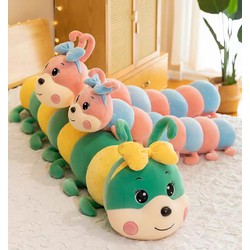 [Tặng mã 50k] Gối Ôm Con Sâu Đeo Nơ Siêu Cute Vải Miniso Siêu Mềm Mịn Cao Cấp kt 55-120cm