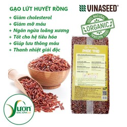 1kg Gạo sạch hữu cơ ăn kiêng, thực phẩm dinh dưỡng, Gạo lứt huyết rồng Phúc Thọ, chính hãng Vinaseed