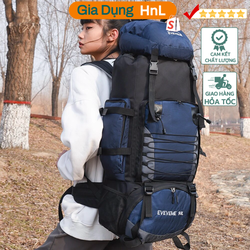 HnL Store Balo du lịch, túi đi bộ đường dài Softback dung lượng lớn 90L Army Hiking Bag Breathable Travel Backpack