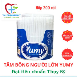 Tăm Bông YUMY Kháng Khuẩn Cho Người Lớn  Bông Ngoáy Tai Đầu Tròn Vệ Sinh Tai Mũi Họng  Tiêu Chuẩn Thụy Sĩ