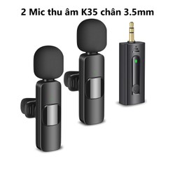 Mic thu âm K35 không dây lọc tiếng ồn quay video youtube tiktok livestream chân 3.5mm