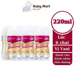 [ Date T10/24 ]Lốc 6 chai Sữa nước dành cho người bị tiểu đường Glucerna Abbotϯ 220ml/chai