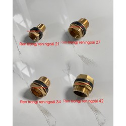 Ốc ép bồn nước, thùng phi bằng đồng thau ren 21,27,34,42