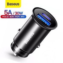 Tẩu sạc ô tô Baseus siêu nhanh 2 cổng 30w pd qc3.0 5a chống cháy nổ có led quick charge 3.0 xe hơi