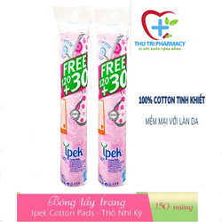 Bông tẩy trang Ipek Thổ Nhĩ kỳ túi 150 miếng  mềm mại  làm sạch bụi bẩn  bã nhờn trên da