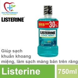 Nước súc miệng Listerine Cool Mint - Giúp làm sạch khuẩn khoang miệng, làm sạch mảng bám trên răng