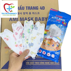 Khẩu Trang Trẻ Em KF94 Kháng Khuẩn 4D AMI MASK Túi 10 Chiếc