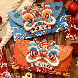 set 10 bao lì xì hình đầu lân