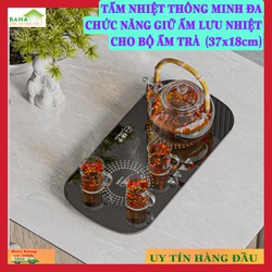 TẤM NHIỆT THÔNG MINH ĐA CHỨC NĂNG GIỮ ẤM LƯU NHIỆT CHO BỘ ẤM TRÀ (37x18cm) "BAHAMAR" Bề mặt kính cường lực được nâng cấp, bền hơn và dễ dàng lau sạch bụi bẩn