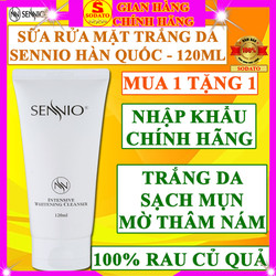Sữa rửa mặt rau củ quả thải độc tạo bọt dưỡng trắng da ngừa mụn loại xịn hàn quốc chính hãng Sennio intensive whitening cleanser se khít lỗ chân lông cho da dầu mụn nhờn da nhạy cảm và khô srm tốt 120ml