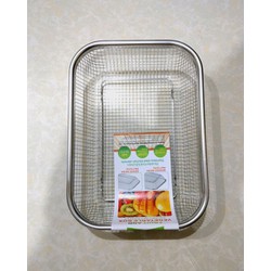Rổ Inox Hình Chữ Nhật Lưới Thưa Cao Cấp Size 29 cm