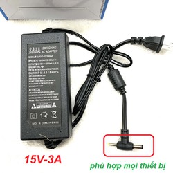 Sạc-Adaptor cho loa kéo,các thiết bị điện,mạng 15V-3A chân tròn đa năng,sạc nhanh chống cháy nổ