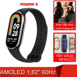 Vòng Đeo Tay Thông Minh Xiaomi Mi Band 8 Amoled 1.62 inch 60hz, độ sáng tự động max 600nit, cảm biến sức khoẻ SPO2 VO2max, pin 190mah lên đến 16 ngày ( Bản Quốc Tế / Nội địa ) - Sang - Xịn - Thông Minh