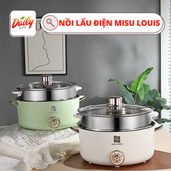 Nồi Lẩu Điện Misu Louis Đa Năng Dung Tích 4L Có Lớp Chống Dính Ceramic, Tặng Kèm Xửng Hấp Inox