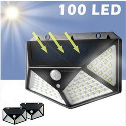 Đèn năng lượng mặt trời 100 LED siêu sáng, 3 chế độ sáng, cảm biến chuyển động, tự động bật tắt khi có người qua lại