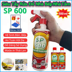 Chai Xịt Tẩy Rửa Nhà Bếp, Rỉ Sét SP600 500ml - Tẩy Cặn Canxi, Ố Bẩn Trên Mọi Bề Mặt, Vật Dụng Tặng Khăn Lau
