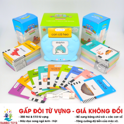 Máy đọc thẻ từ vựng flashcard song ngữ Anh Việt mẫu mới 255 thẻ 510 từ sạc cổng USB không sóng điện từ