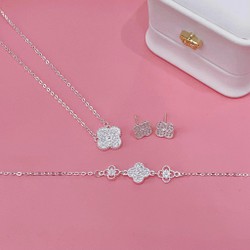 Bộ trang sức bạc mặt cỏ 4 lá chất liệu bạc s925 MS0200