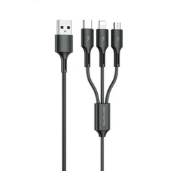 Dây sạc đa năng 3 đầu WDC 137 sạc nhanh 3A chiều dài 1m2 bảo hành 1 năm