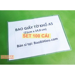 COMBO 100 Túi đựng GIẤY TỜ KHỔ A5 Hóa đơn phiếu bảo hành xuất kho... dẻo trong và có nắp đậy Mã SP 100B103