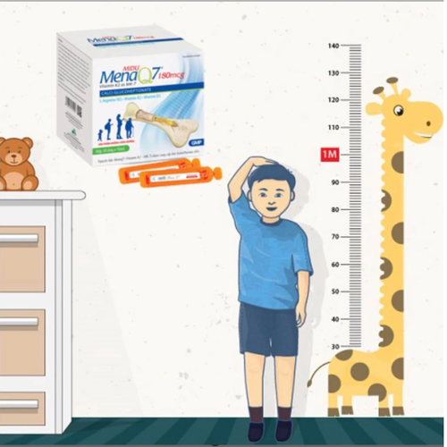 Canxi Mena Q7 180mcg giúp xương chắc khỏe và tăng chiều cao - Hộp 30 ống
