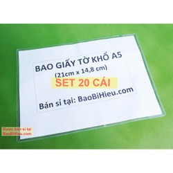 COMBO 20 Túi đựng GIẤY TỜ KHỔ A5 Hóa đơn phiếu bảo hành xuất kho... dẻo trong và có nắp đậy Mã SP 20B103