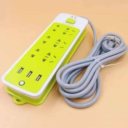 Ổ Điện Đa Năng Chống Giật 3 Cổng USB và 6 Ổ Cắm Thông Minh màu xanh lá
