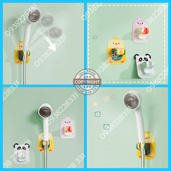 HCM - Móc dán tường hoạt hình Gà Gấu panda Thỏ treo vòi sen có điều chỉnh lên xuống vòi sen tiện lợi
