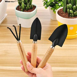 Set 3 Dụng Cụ Làm Vườn Mini Tay Cầm Bằng Gỗ