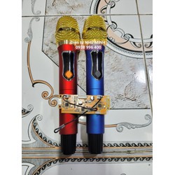 Mic Loa Kéo Chỉnh Được Tần Số màn hình xanh (Tay micro Đỏ + Xanh) LCD