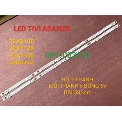 THANH LED TIVI ASANZO 32AT120 32AT130 32AH102 KOODA 32VS9 K32S3 MỚI 100% BỘ 2 THANH MỖI THANH 6 BÓNG 6V DÀI 58,3cm