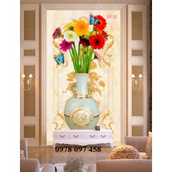Bình hoa - tranh họa tiết ốp tường