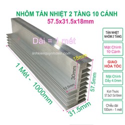 Nhôm tản nhiệt 2 tầng 10 cánh dài 1 mét - 1000x58x32mm - Linh kiện điện tử QUỲNH DIỄN
