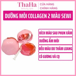 [CHÍNH HÃNG] Dưỡng môi collagen 2 màu SEWI có gương soi và cọ, kích màu môi sau phun xăm, dưỡng môi loang, môi khô