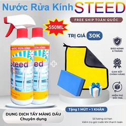 Chai Vệ Sinh Tẩy Rửa Kính STEED 550ML Nội Địa Nhật, Xịt Lau Kính, Làm Sạch Bề Mặt Kính, Chống Bám Bụi [Tặng Xịt, Khăn]
