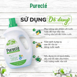 Nước Rửa Chén, Rửa Rau Củ Quả Organic Pureclé 3,8lít Tiêu Chuẩn Châu Âu EU