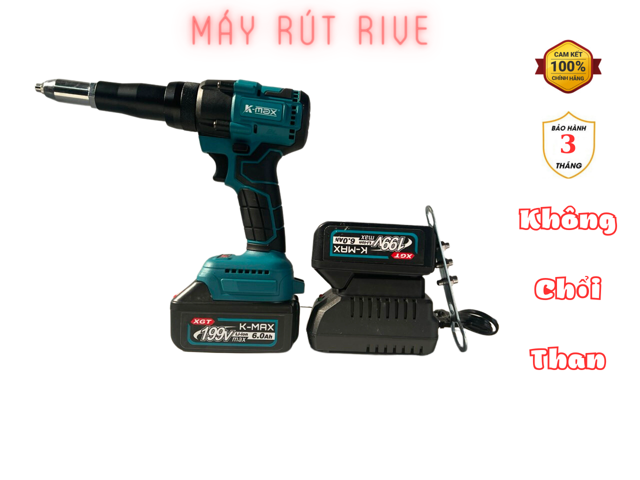 Hình ảnh Máy rút đinh tán rive dùng pin K-Max động cơ không chổi than chân pin makita phổ thông