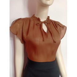 Áo nữ tơ óng, áo cánh tay hoa hồng, áo nữ công sở fom chuẩn đẹp A4444 ( ảnh thật) đủ size 40-90kg