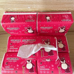 Combo 5 Gói Giấy Ăn HỒNG SUNSHINE GẤU 400 Tờ Siêu Dai, Giấy Ăn 4 Lớp mềm mịn