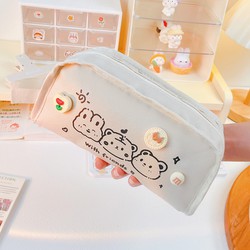 Túi bút, đồ dùng học tập vải canvas cỡ lớn in hình thỏ con đáng yêu cho học sinh sinh viên HBRABBIT29