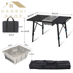 Bàn Bếp Nướng BBQ Nâng Hạ Xếp Gọn Du Lịch Dã Ngoại Ngoài Trời IGT CAMPING TABLE (Tặng túi đựng)