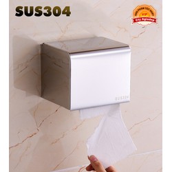 Hộp đựng giấy vệ sinh phòng tắm WC hộp vuông inox SUS304 chống rỉ vĩnh cửu