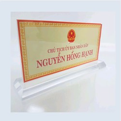 Biển chức danh Mica để bàn KT 12x24 cm