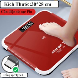 Cân sức khoẻ điện tử gia đình mặt kính cường lực số đo chính xác pin sạc cổng USB